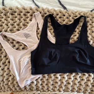 Lot of 2 Auden Unlined Racerback Bralettes - petal pink and black, size large L